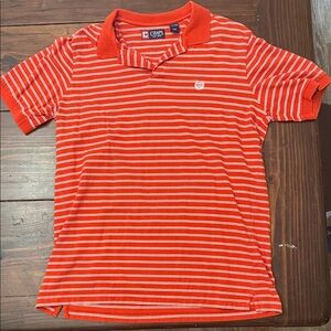 Chaps Men’s Polo Shirt in Orange and White Stripes